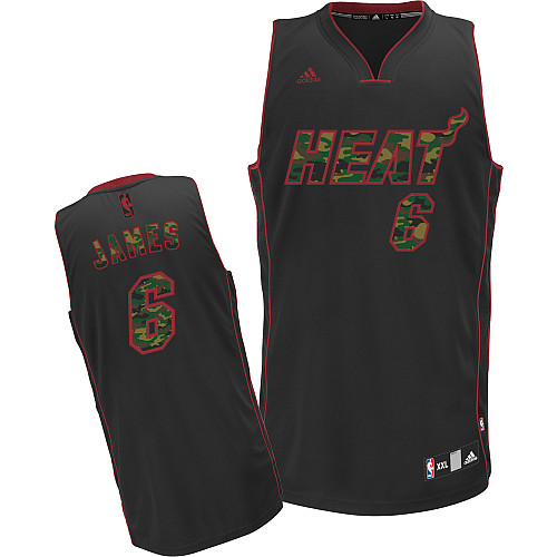  NBA Miami Heat 6 LeBron James Camo Black Swingman Jersey